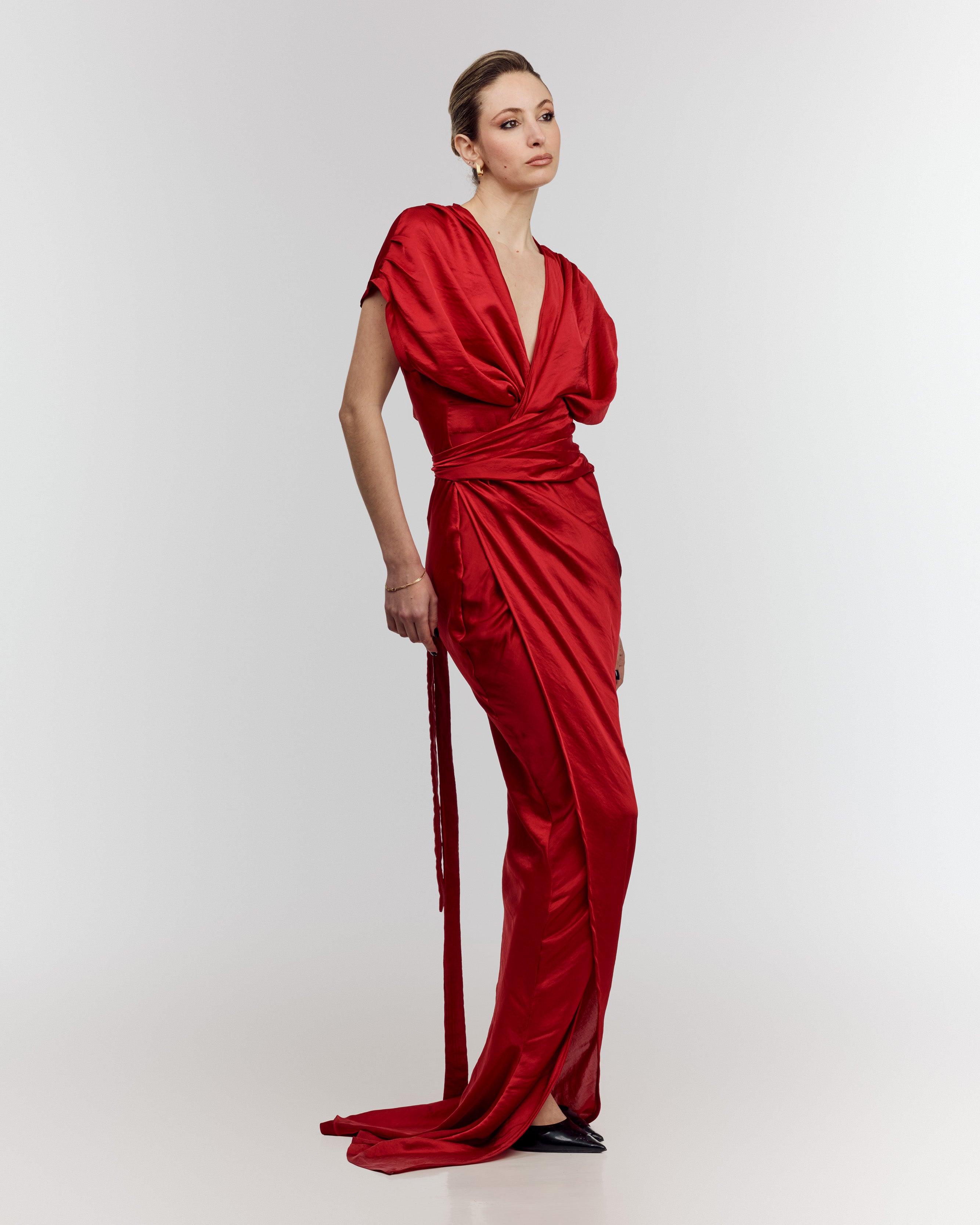 strapless open back dress Fire Woman Dress – Kotlida Studio